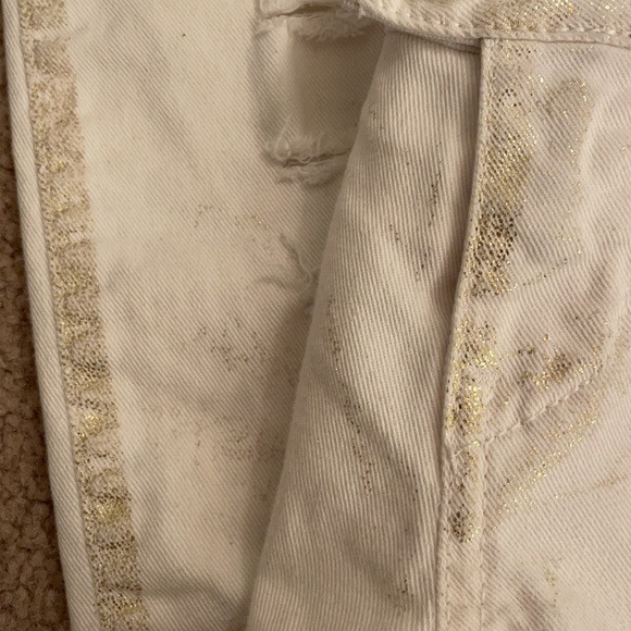 NWOT- MET Italian Brand White Distressed Skinny Jeans w/ Gold & Skull Rivets, 25 - Picture 6 of 8